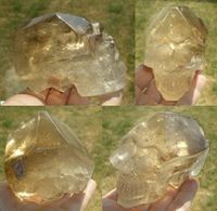 Citrin Kristallschädel mit Spitze 390 g