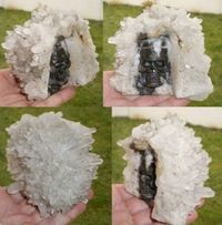 Bergkristall Kristallschädel mit Quarzspitzen 540 g